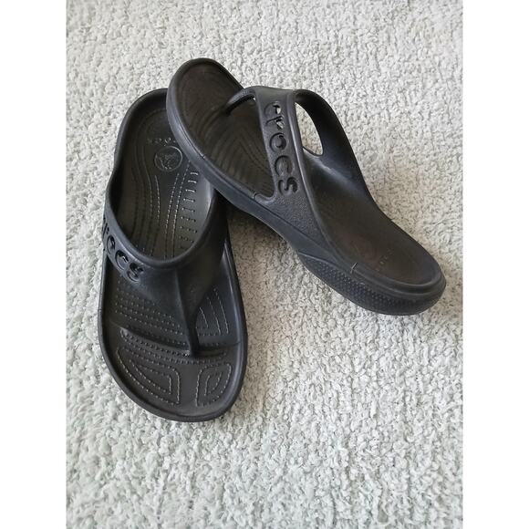 Crocs Black Flip Flop Sandals – Unisex Comfort Casual Size M7/W9 - Picture 2 of 4